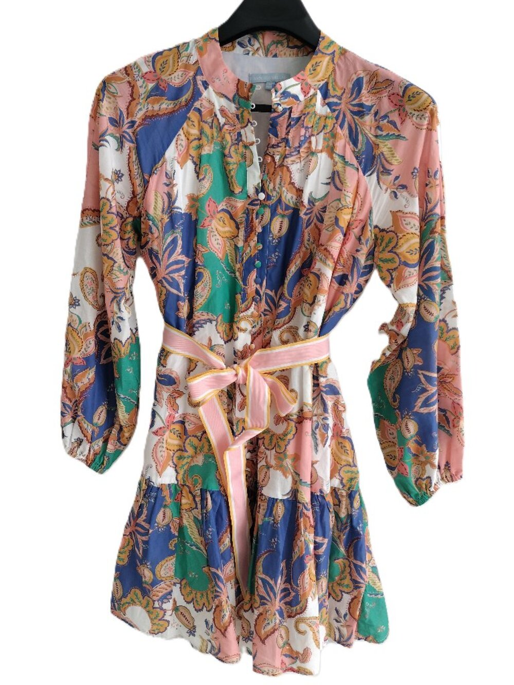 Antonio Melani Brynn Floral Tiered Mini Dress Tie Waist Boho Sz 12